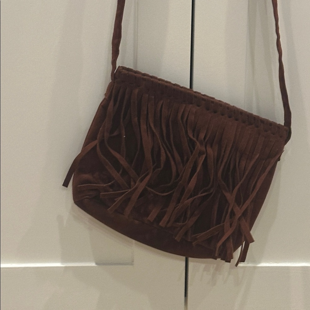 EUC Girls TCP The Children’s Place Brown Suede Fringe Bag Boho Western Purse - Picture 2 of 7